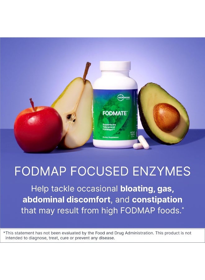 Microbiome Labs Fodmate - Digestive Enzyme Blend with Lactase + Alpha Galactosidase - Multi Enzyme Supplement to Support Occasional Bloating Relief & FODMAP Digestion (120 Count) - Image 2